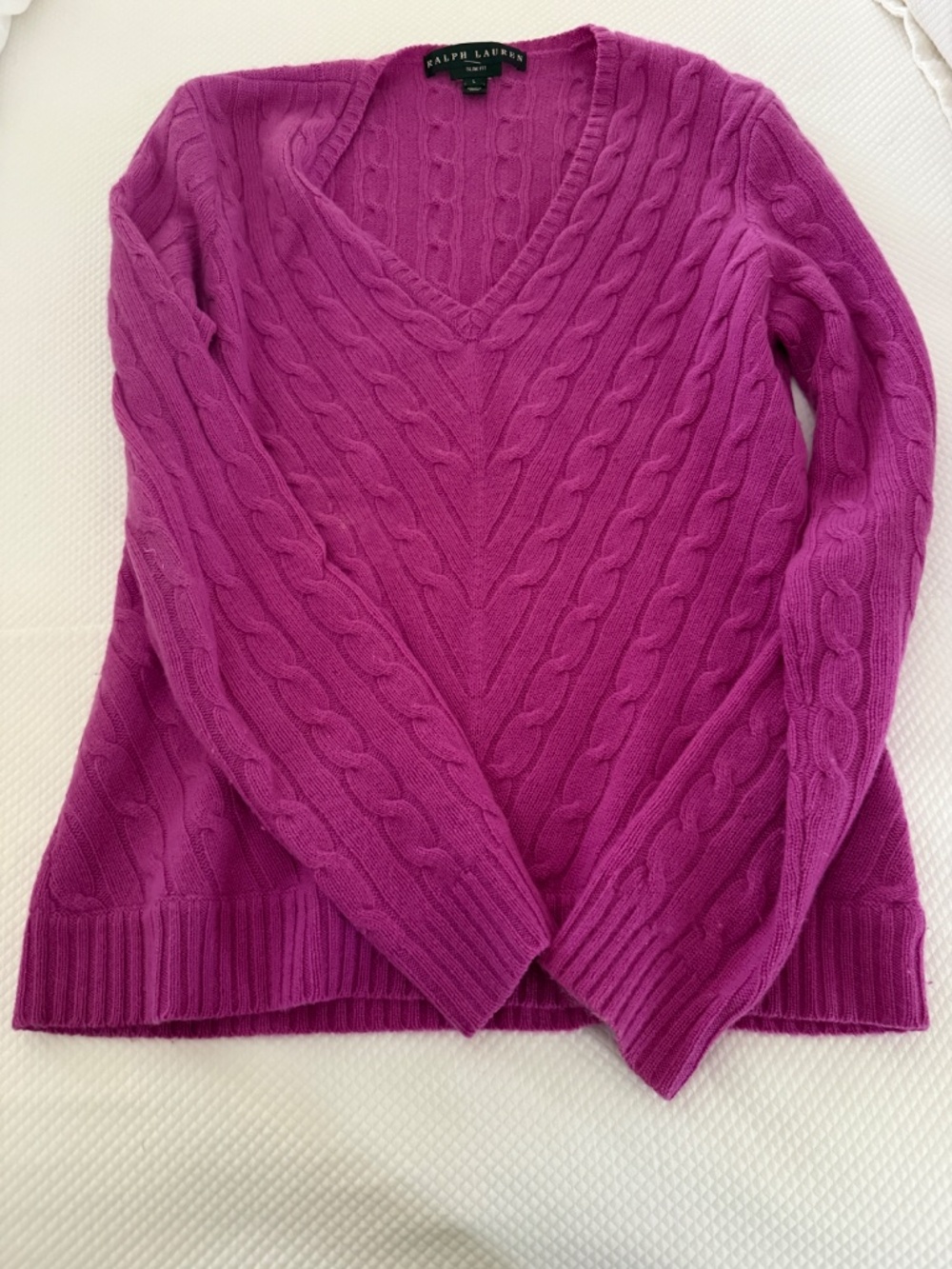 Ralph Lauren Cashmere Cableknit V-Neck Sweater